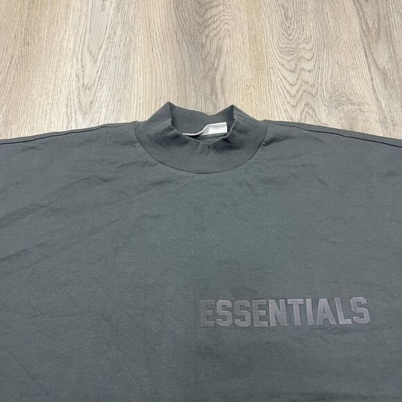 Fear of God Essentials Shirt Mens Large Dark Gray Mock Neck Long Sleeve Logo - Picture 2 of 11